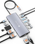 NOVOO USB C Docking Station Dual Monitor for Laptop, 14 in 1 Hub Adapter Thunderbolt 3 to Dual 4K60 HDMI+8K30 DP USB C/A Data 100W PD RJ45 SD/TF Audio