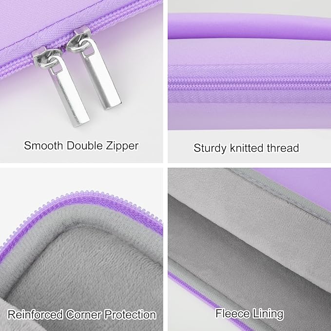 Laptop Sleeve Case with Zipper Accessory Pocket Compatible with 15.6 inches HP Dell Lenovo Asus Acer Padded Computer Pouch Cover Shockproof Protective for 15.6" Laptop/Chromebook/Tablet,Purple