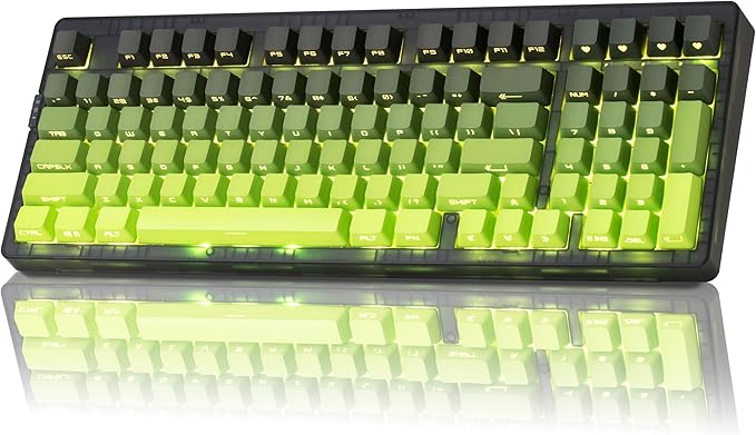 ZORNHER ZH980 Mechanical Keyboard Wireless,95% Green Creamy Keyboard with Number Pad,Gaming Keyboard with Number Pad,Lighted Up PBT Dipped Keycaps,Creamy Sounding Linear Switches