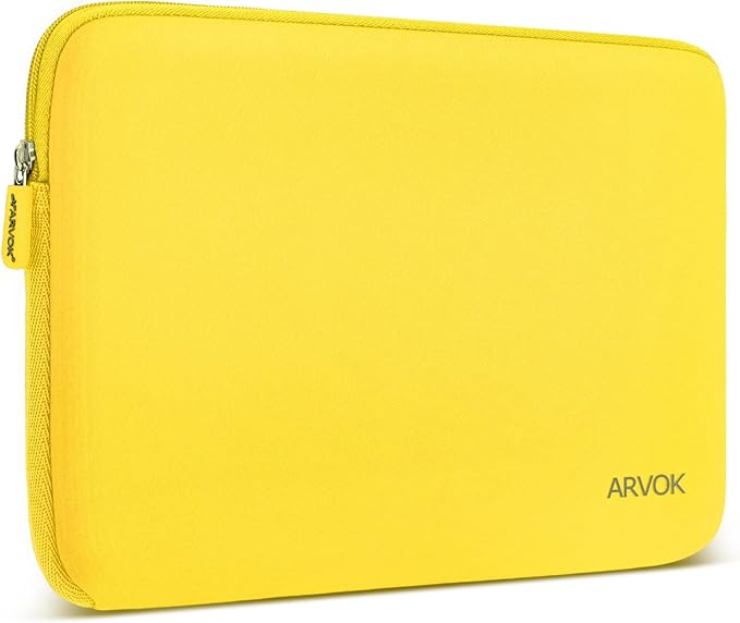 Arvok 11 11.6 12 Inch Laptop Sleeve Case for MacBook Air 12, Water-Resistant Neoprene Notebook Computer Tablet Sleeve, Carrying Bag Cover for Chromebook/HP/Dell/Lenovo/Asus/Acer, Yellow