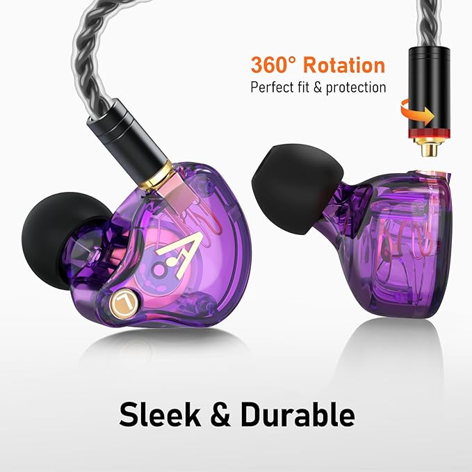 Vibes 202 Wired Earbuds - HiFi in Ear Monitor Headphones – Professional Noise Isolating Ear Buds - Clear Sound, Deep Bass & Comfort-Fit IEM Earphones - MMCX to 3.5mm, Silver Plated Cord, Carrying Case