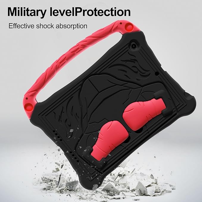 Dteck for iPad Air 3rd Generation and iPad Pro Case 10.5" 2019/2017 Release, Cute Boxing Shockproof Hard Case with Handle/Kickstand/Shoulder Strap, Protective Lightweight Kids-Friendly Cover, Black