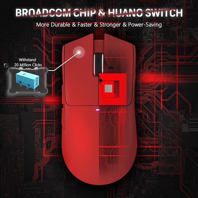 MAGIC-REFINER Attack Shark X11 59g Superlight Wireless Gaming Mouse with Magnetic RGB Charging Dock，BT/2.4G Wireless/Wired Mouse, 22000 DPI，5 Programmable Buttons for PC/Laptop/Mac（Red）