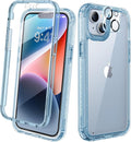 Diaclara Designed for iPhone 14 Plus Case, Full Body Rugged Case with Built-in Touch Sensitive Anti-Scratch Screen Protector, with Camera Lens Protector for iPhone 14 Plus 6.7" (Clear Blue)