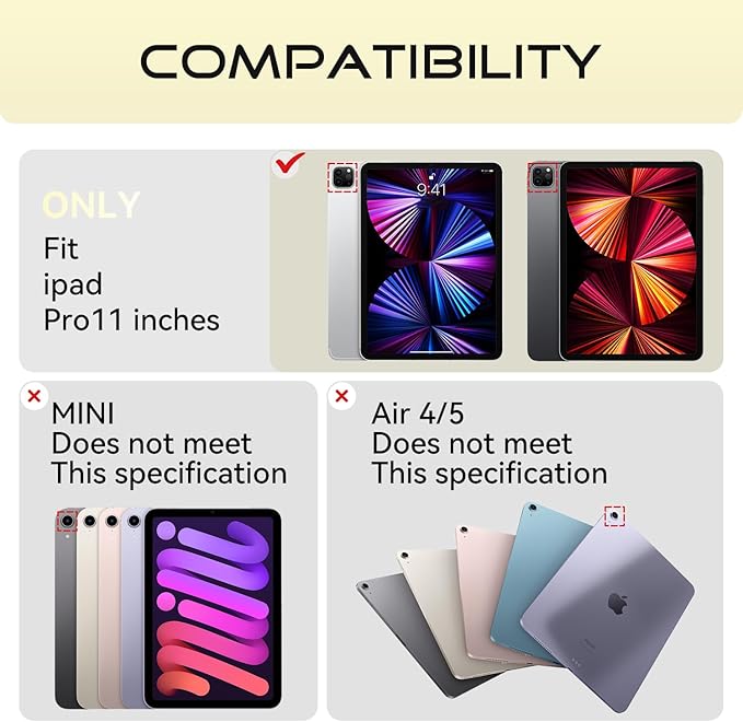 Case for iPad Pro 11 inch (4th/3rd/2nd Generation) 2022/2021/2020 with Clear Back, Multi-Angle Stand, Soft Silicone & Shockproof Tablet Protective Case (Cream)