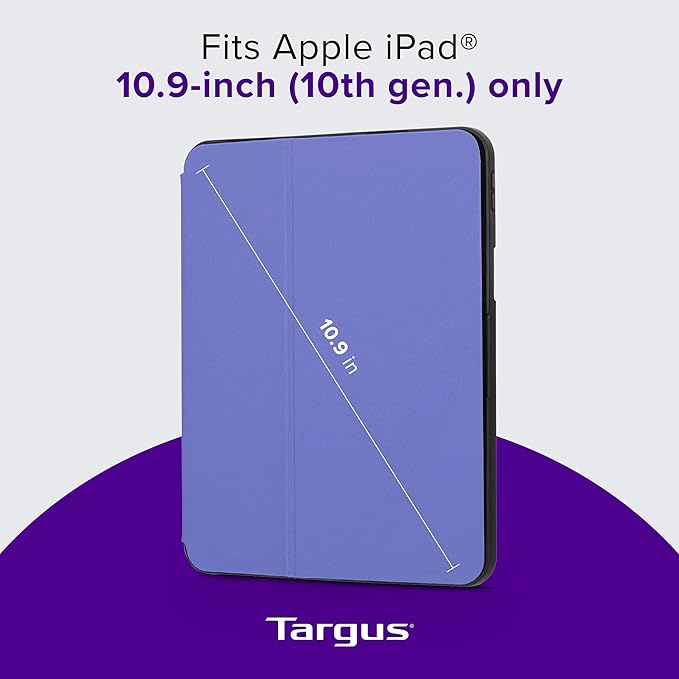 Targus Click-in iPad 10th Generation Case 2022 10.9 Inch Shock Absorbing Tray Slim Protective Cover, Models A2696 A2757 A2777, Purple (THZ93207GL)