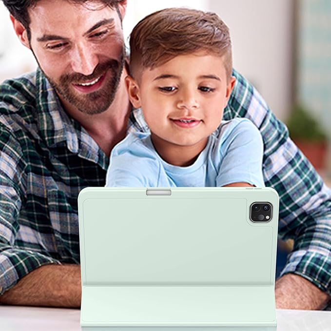 ZryXal iPad Pro 11 Inch Case (M5) 2025/ (M4) 2024 (Model: A2836/A2837/A3006), Trifold Stand Smart Cover with Pencil Holder and Soft TPU Back, Auto Wake/Sleep (Pale Green)