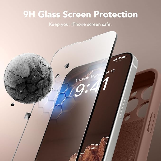 Magnetic for iPhone 13 Pro Case, Compatible with MagSafe, [Full Camera Protection][Screen Protector] Silicone Shockproof Protective Phone Case for iPhone 13 Pro 6.1", Brown