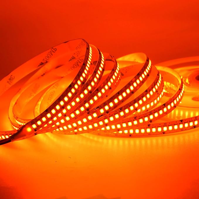 SUYOOULIN LED Strip Lights, SMD 2835 LED Strip, DC12V 1200LEDs 16.4Ft 26000LM High Density LED Light Strips Waterproof IP65, 3 Times Brightness Than SMD3528 LED Strip, Orange