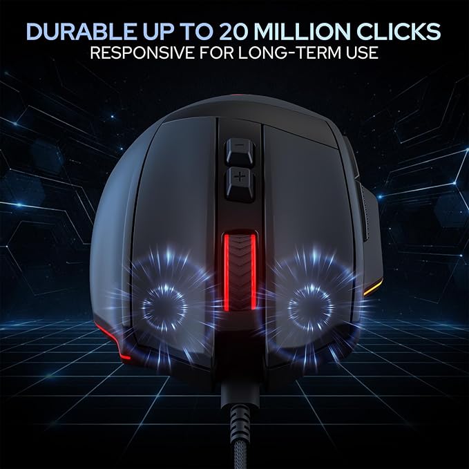 Redragon M923 Wired RGB Gaming Mouse, Optical Ergonomic Mouse with Max 24,000DPI, High Precision Sensor SG8960, 8 Macro Buttons, Software Supported