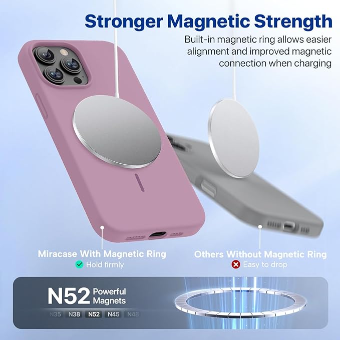 Miracase Magnetic for iPhone 13 Pro Max Case, [Soft Anti-Scratch Microfiber Lining], Magnetic for MagSafe, Liquid Silicone Shockproof Drop Protection Phone Case for 13 Pro Max, Blackcurrant
