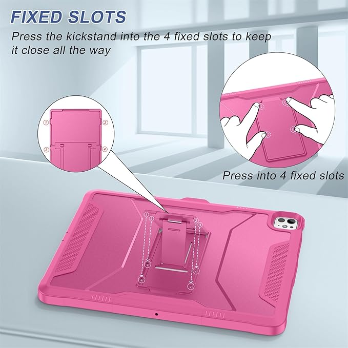 Soke Case for iPad Pro 13 Inch M5/M4 & iPad Air 13 Inch M4/M3/M2(2026/2025/2024), iPad Pro 12.9(2022 2021 2020,6th/5th/4th Gen), Rugged Shockproof Protective Cover - Hot Pink