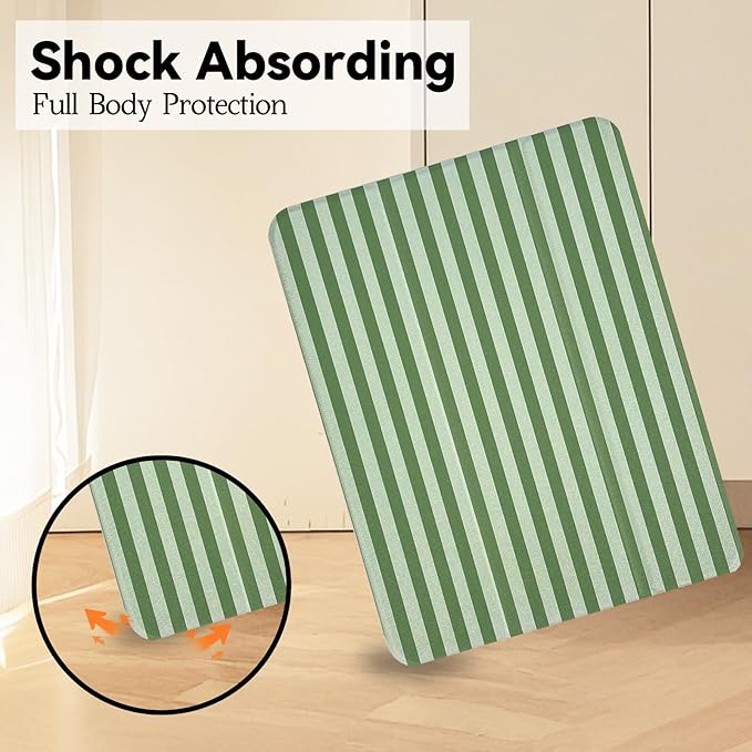 Lovmooful Compatible for iPad 11th 11-Inch A16 (2025),iPad 10 (10.9-Inch,2022 Model,10th Generation) Case with Pencil Holder Cute Striped Aesthetic Design Soft TPU Trifold Stand Protective-Dark Green
