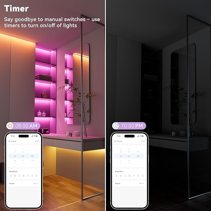 MIWISE RGB COB LED Strip Light, UL-Listed Music Sync Color Changing Dimmable Super Bright LED Lights, Multicolor Flexible Tape Light with RF Remote/App Control, for Bedroom, Party DIY Decor, 32.8ft