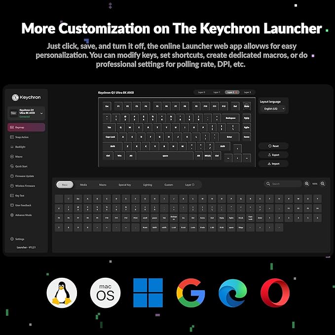 Keychron Q1 Ultra 8K 75% Wireless Mechanical Keyboard, Aluminum Hot-Swappable RGB, Banana Switch, 82 Keys, 600h Battery Life, 2.4GHz/Bluetooth/Wired, ZMK Programmable, Mac Windows Linux – White