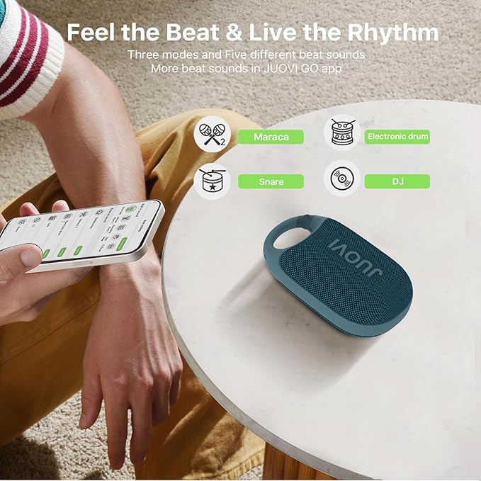 JUOVI Clip Wireless Portable Bluetooth Speaker, 24H Playtime Mini Shower Speaker IP68 Waterproof & Dustproof HD Sound Integrated Carabiner, for Home Outdoor and Travel