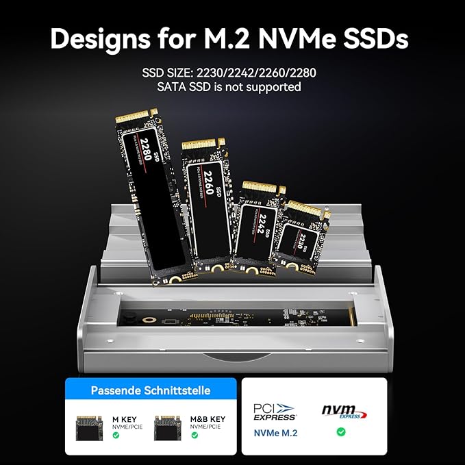 ANYOYO NVMe M.2 SSD Enclosure, 40Gbps NVMe Enclosure Up to 8TB SSD, Tool-Free Aluminum Case with Triple Fins Heat Dissipation, Compatible with Thunderbolt 3/4 & USB4/3.2/3.1/3.0/2.0 M1 M2 Pro/Max