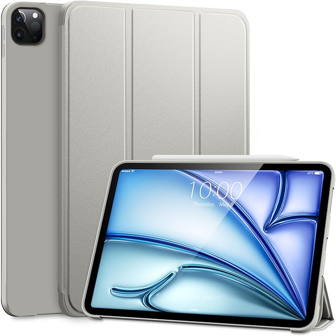 DTTO for iPad Pro 11 Inch 4th/3rd/2nd/1st Generation 2022/2021/2020/2018 Case, Also Fit iPad Air 11-Inch/5th/4th Gen, Slim Lightweight Trifold Stand Soft Back Cover，Auto Sleep/Wake,Silver
