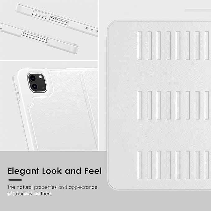 VIKESI Case for iPad Pro 12.9 6th / 5th / 4th / 3rd Generation Case 2022/2021/2020/2018,Multiple Angles Magnetic Stand Cover,Shockproof Soft Back,Pencil Holder,and Auto Sleep/Wake,White