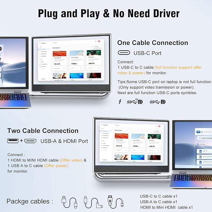 KEFEYA Laptop Screen Extender Portable Monitor, 14" FHD IPS 1200P Travel Dual Second Monitor for Laptop