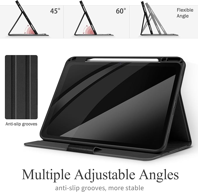 auaua Case for iPad Pro 13 Inch (M5/M4) 2025/2024, with Pencil Holder and Pocket, Multiple Viewing Angles, Magnetic Closure, Auto Sleep/Wake (Black)