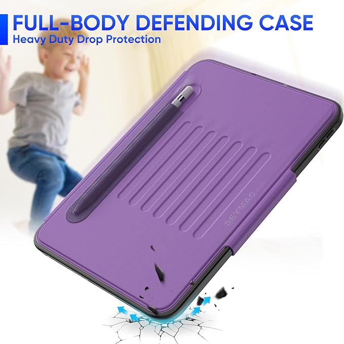 SEYMAC stock Case for iPad (A16) 11th/10th Generation 11''/10.9'', Strong Magnetic Auto Sleep Shockproof Case with Absorbing Multi-Angles Stand, Pen Holder, Card Slot (Purple)