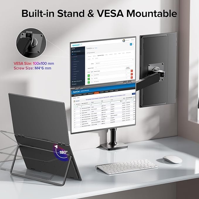 UPERFECT Delta 23.8" 100Hz Portable Dual Monitor for Laptop Screen Extender, 1080P HDR 360° Folding Stacked Triple Monitor with Stand & VESA for Laptop PC Phone Game Console (No Driver Needed)
