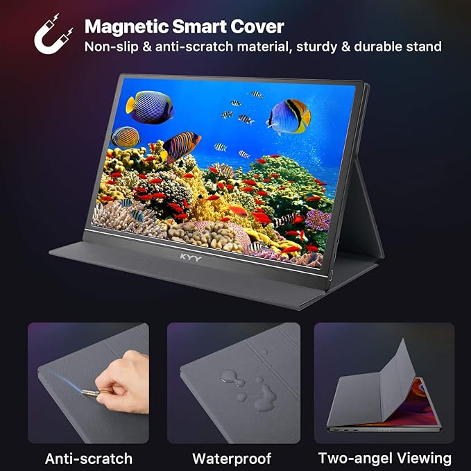 KYY Portable Monitor 15.6'' FHD 1080P Portable Laptop Monitor USB C HDMI Gaming Monitor