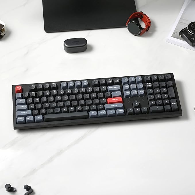 Keychron K10 Pro Wireless Custom Mechanical Keyboard, Full-Size QMK/VIA Programmable Bluetooth/Wired White Backlight with Hot-swappable Keychron Super Brown Switch Compatible with Mac Windows Linux