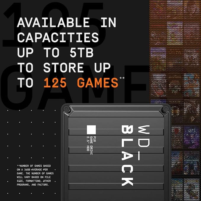 WD_BLACK 5TB P10 Game Drive, Portable External Hard Drive, Works with Playstation, Xbox, & PC - WDBA3A0050BBK-WESN
