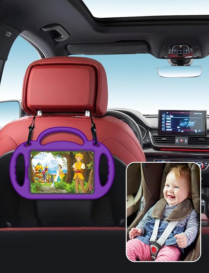 Kids Case for iPad Mini 7 (A17 Pro) 2024/ Mini 6 2021, iPad Mini 7th/6th Generation Case with Shoulder Strap - Durable Shockproof with Handle Stand Protective Cover for iPad 8.3 Inch, Purple
