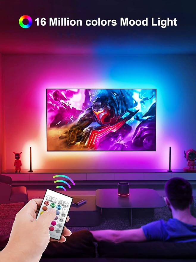 KANTUTOE TV LED Backlight, 23ft LED Lights for 70-100 Inch TVs, RGB TV Backlight Behind with Remote, Music Sync Bluetooth APP Control Strip Lights USB Powered for Bedroom, Gaming Room, Home Décor