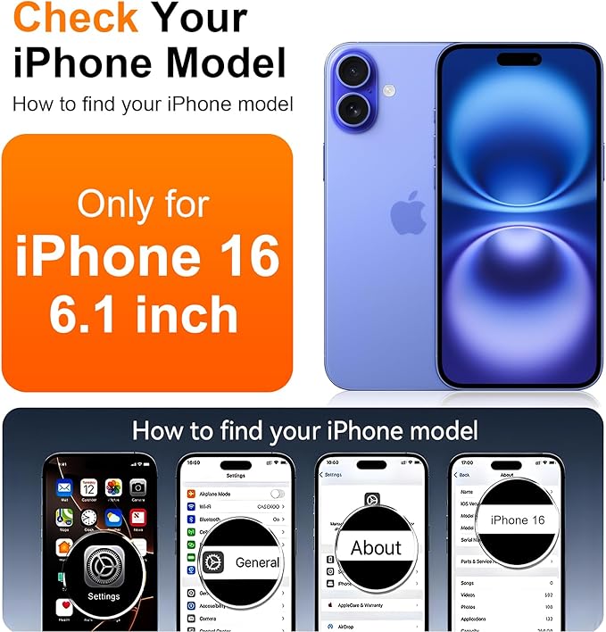 SPIDERCASE Magnetic for iPhone 16 Case,with [3 Stand Ways] [Military Grade Drop Protection] with Invisible Stand Shockproof Slim Phone Case for iPhone 16 6.1'',Black