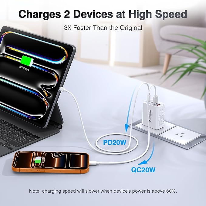 [2-Pack] 40W USB C Charger Block, 2-Pack 4-Port Type C Fast Charging Brick Dual PD&QC Wall Plug Adapter Power Brick for iPhone 13/14/15/16/17/Pro Max/Plus/iPad/Airpods/iwatch/Samsung Galaxy