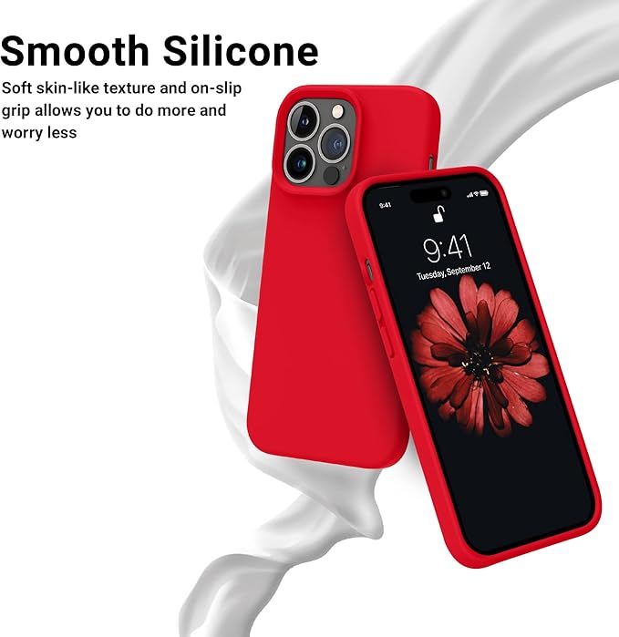 OTOFLY Designed for iPhone 14 Pro Case, Silicone Shockproof Slim Thin Phone Case for iPhone 14 Pro 6.1 inch (Red)