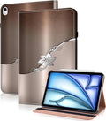 Case for iPad Air 13 inch M4 2026/M3 2025/M2 2024 with Pencil Holder & Card Slots & Auto Sleep, Embossed PU Leather Stand Magnetic Shockproof Cover Case for iPad Air 13 - Silver Flower