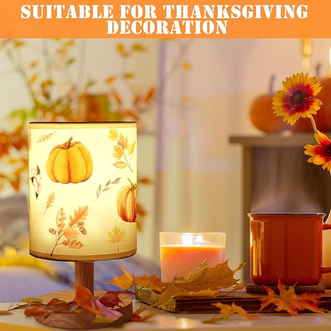 VIHOSE Fall Autumn Bedside Lamp Thanksgiving Pumpkin Table Harvest Lamp Vintage Decorations Lampshade for Table Living Room Dorm Home Office