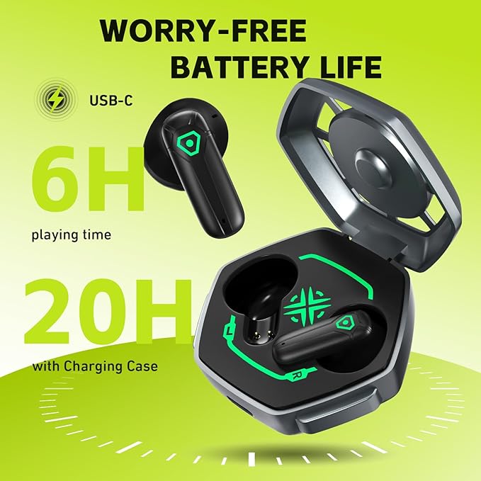 ANCwear TWS Wireless Earbuds Bluetooth 5.3 in Ear Light-Weight Headphones Mini Ear Buds Built-in Microphone with DIY Customizable Charging Case,Ultra-Light 3.5g for Teens,Young Adults (Black Hawk)