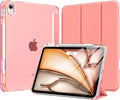 MoKo for iPad Air 11 inch Case (M4/M3/M2) 2026/2025/2024, iPad Air 5th/4th Gen 10.9 inch Case 2022/2020 with Pencil Holder, Slim Light Trifold Cover with Hard PC Translucent Back Shell, Conch Shell