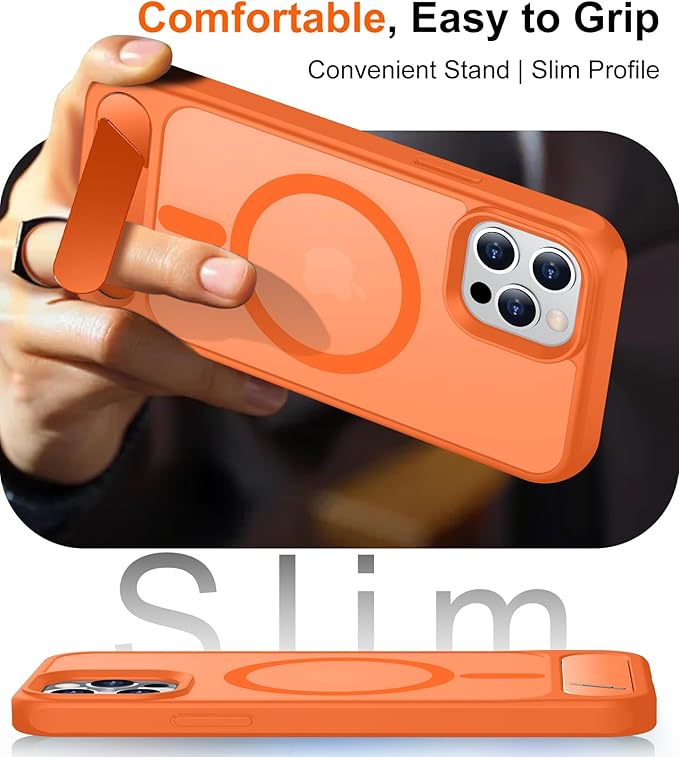 Magnetic Compatible with iPhone 12 Pro Max Case, [Built-in Invisible Kickstand][Compatible with MagSafe][Military Grade Shockproof] Slim Translucent Matte Phone Case for iPhone 12 Pro Max 6.7"