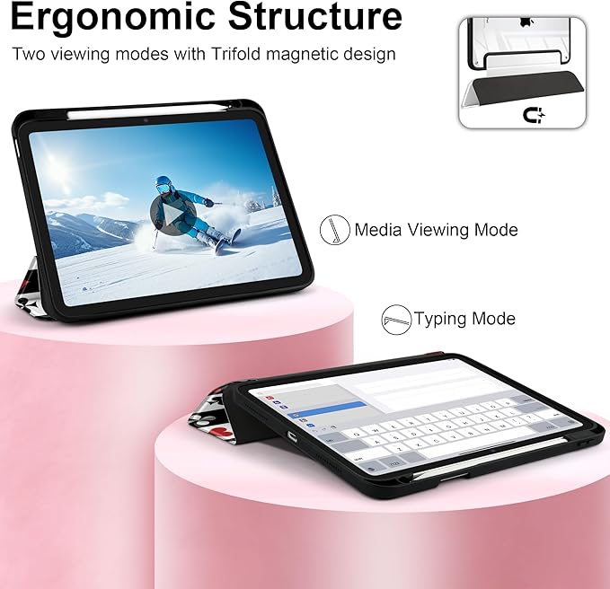 Case for iPad Air 13 inch 2026 M4 2025 M3 2024 M2 Release Slim Shockproof Cute Printed Cover with Clear Back TPU Edge Pencil Holder Trifold Stand Auto Wake Sleep, Suit of Playing Card