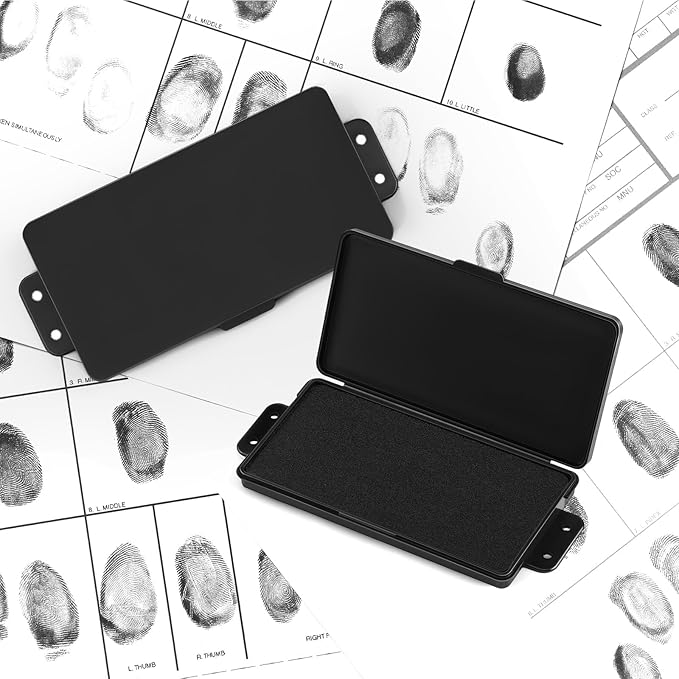 1 Pcs Fingerprint Ink Pads Rectangle Thumbprint Ink Pads Large Black Stamp for Home Office Notary Supplies Identification Notary Security ID Fingerprint Cards Law Enforcement Kit