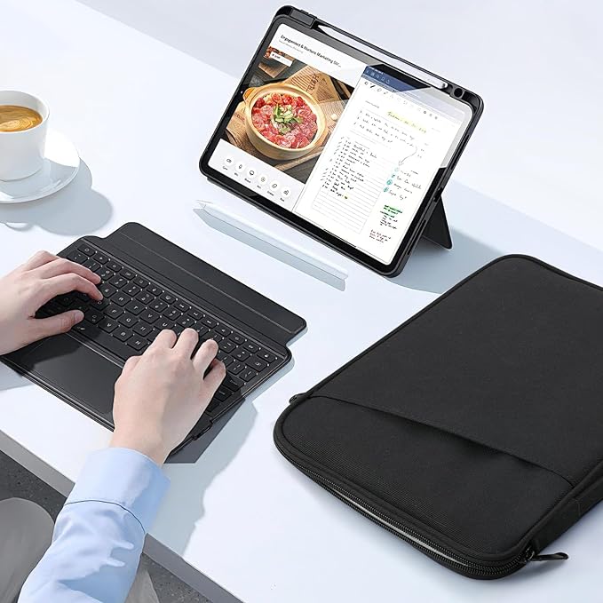 TiMOVO 13 Inch Tablet Sleeve for iPad Air 13" M3 2025, iPad Pro 13"/12.9", Galaxy Tab S9/S10 Plus/S9 FE+ 12.4", Remarkable Paper Pro 11.8", Protective Bag with Pockets, Black