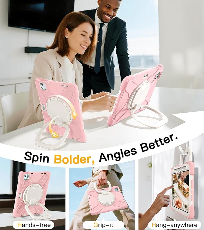 BRAECN for iPad Air 11 Inch Case M4 2026/M3 2025/M2 2024, iPad Air 10.9" 5th/4th Gen, iPad Pro 11 4th/3rd/2nd/1st Kids Cover with Screen Protector, Pencil Holder, Shoulder Strap, Handle & Kickstand