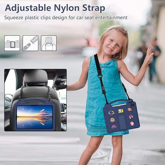 AKABEILA Compatible with Honor Pad X9/Honor Pad X8 Pro 11.5(2023) Tablet Case, Kids Friendly Universal Lightweight Shockproof Protective Case with Shoulder Strap & Stand Handle Navy Blue