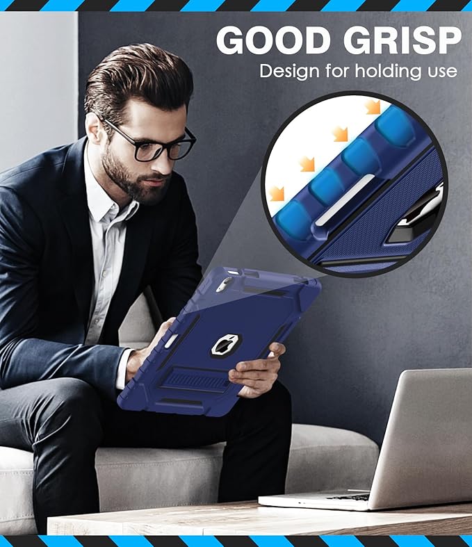 Grifobes Case for iPad Air 13-inch (M4/M3/M2) 2026/2025/2024, Heavy Duty Shockproof Rugged Protective Cover with Pencil Holder/Built-in Stand for i Pad Air 13" (Navy Blue)