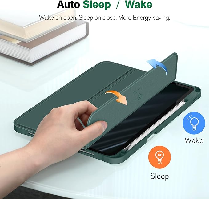 Fintie SlimShell Case for iPad Pro 11-inch (M5) 2025 / (M4) 2024 - [Built-in Pencil Holder] Soft Flexible TPU Protective Stand Back Cover, Midnight Green