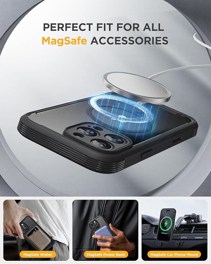 Miracase Magnetic for iPhone 16 Pro Max Case with Privacy Screen Protector [Compatible with MagSafe],Full Camera Protection and Full Body Shockproof Bumper 16 Pro Max Phone Cover 6.9", Black