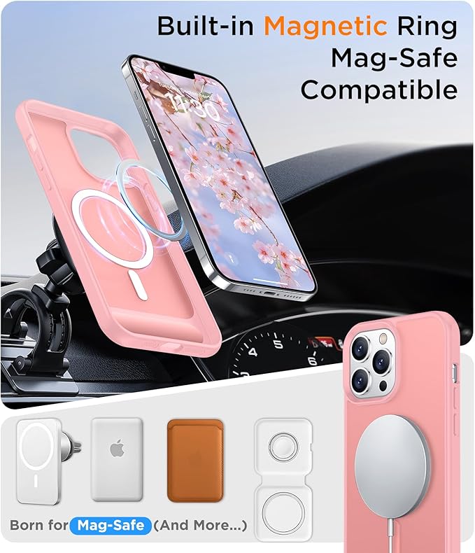 Magnetic Compatible with iPhone 13 Pro Case, [Built-in Invisible Kickstand][Compatible with MagSafe] [Military Grade Shockproof] Slim Translucent Matte Phone Case for iPhone 13 Pro 6.1"