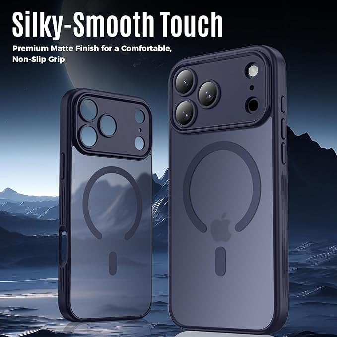Symcele Designed for iPhone 17 Pro Max Case, Compatible with MagSafe, [Camera Protection] [15FT Military Drop Protection] Shockproof Translucent Matte Anti-Slip Phone Case, 6.9", Deep Blue